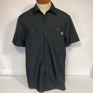 40 Grit by Duluth Trading Mens black short sleeve button down shirt size medium